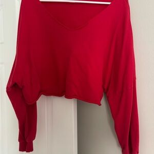 SHEIN Vibrant Red Long Sleeve Crop Top